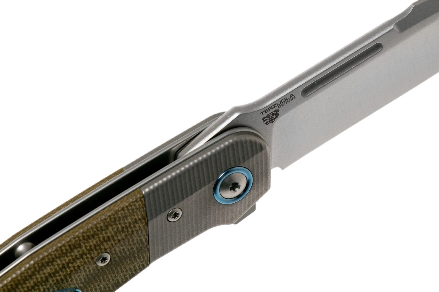 MKM Clap LS01-GCT Titanium, Green Canvas Micarta Navaja, Bob Terzuola Design 8 MKM Clap LS01-GCT Titanium, Green Canvas Micarta Navaja, Bob Terzuola Design - Imagen 6