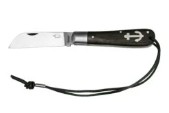 Otter Anchor Knife 172 LB Large Carbon, Smoked Oak, Stainless Anchor, Leather Strap, Navaja