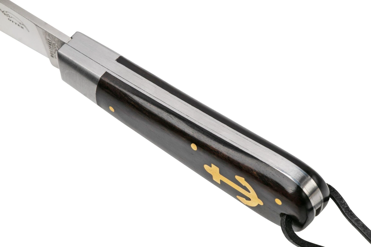 Otter Anchor Knife SET 173 Large Stainless, Grenadilla, Brass Anchor, Leather Strap Navaja 7 Otter Anchor Knife SET 173 Large Stainless, Grenadilla, Brass Anchor, Leather Strap Navaja - Imagen 5