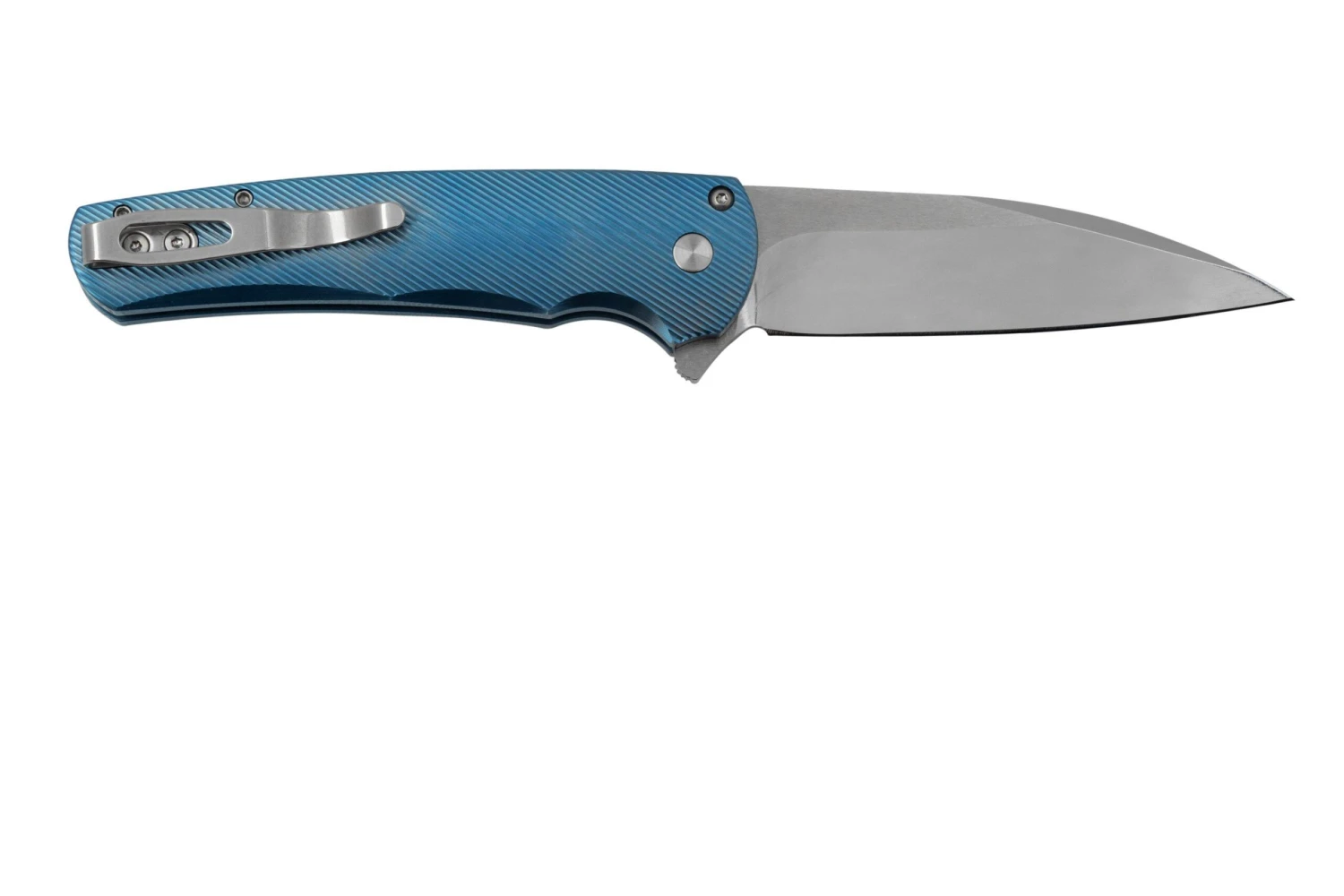 Pro-Tech Malibu Mike Irie Custom 2023, Blue Titanium Handle, Gold Lip Pearl Button, Wharncliffe Blade, Navaja 4 Pro-Tech Malibu Mike Irie Custom 2023, Blue Titanium Handle, Gold Lip Pearl Button, Wharncliffe Blade, Navaja - Imagen 2