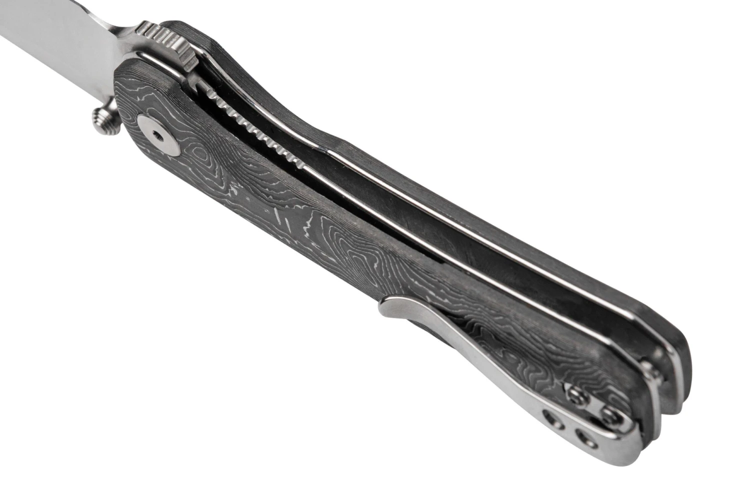 QSP Knife Hawk QS131-R Damascus, Copper Foil Carbonfiber Navaja 7 QSP Knife Hawk QS131-R Damascus, Copper Foil Carbonfiber Navaja - Imagen 5