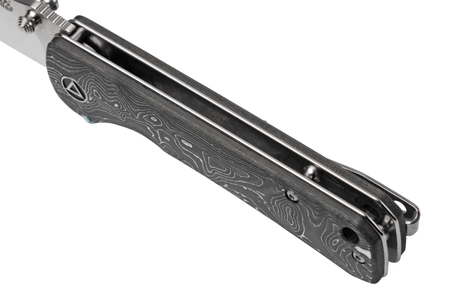 QSP Knife Hawk QS131-R Damascus, Copper Foil Carbonfiber Navaja 9 QSP Knife Hawk QS131-R Damascus, Copper Foil Carbonfiber Navaja - Imagen 7