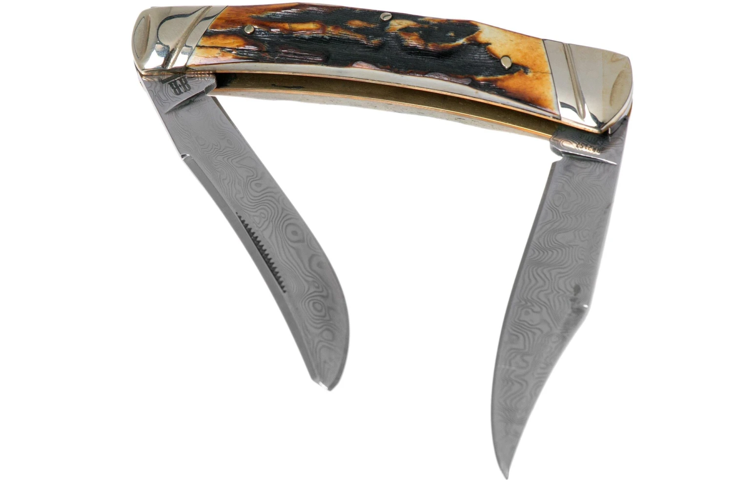 Rough Ryder Small Moose Cinnamon Stag RR2157 Damascus Navaja Slipjoint 4 Rough Ryder Small Moose Cinnamon Stag RR2157 Damascus Navaja Slipjoint - Imagen 2