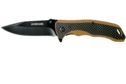 Schrade Ultra-Glide Flipper Knife 3.3" 1121082 Tan G10 & Carbon Fibre Navaja