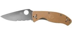 Spyderco Tenacious Lightweight Tan C122PSTN FRN Navaja Parcialmente Dentada