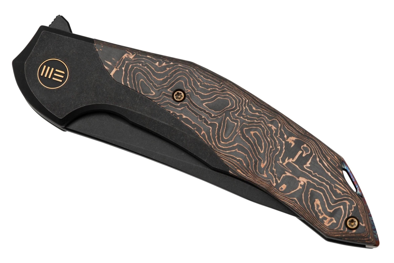 WE Knife Merata, WE22008B-1 Limited Edition, Black Titanium, CopperFoil Carbonfiber, CPM 20CV Navaja 8 WE Knife Merata, WE22008B-1 Limited Edition, Black Titanium, CopperFoil Carbonfiber, CPM 20CV Navaja - Imagen 6