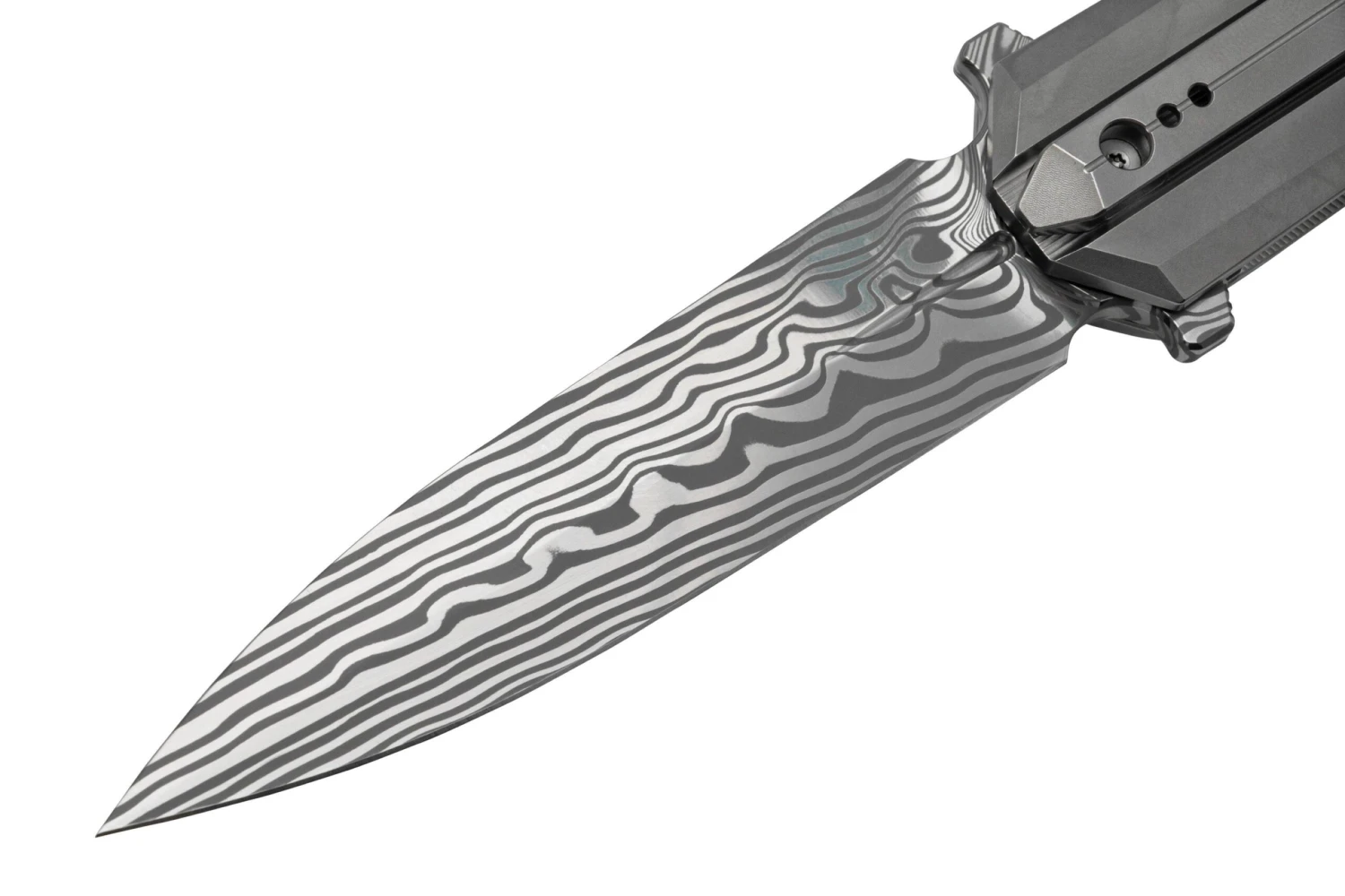 WE Knife Diatomic WE22032-DS1 Gray Bead Blast Titanium, Hakkapella Damasteel Single Edge Navaja 5 WE Knife Diatomic WE22032-DS1 Gray Bead Blast Titanium, Hakkapella Damasteel Single Edge Navaja - Imagen 3